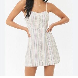 Forever 21 Striped Mini Sundress with Spaghetti Straps and Sweetheart Neckline